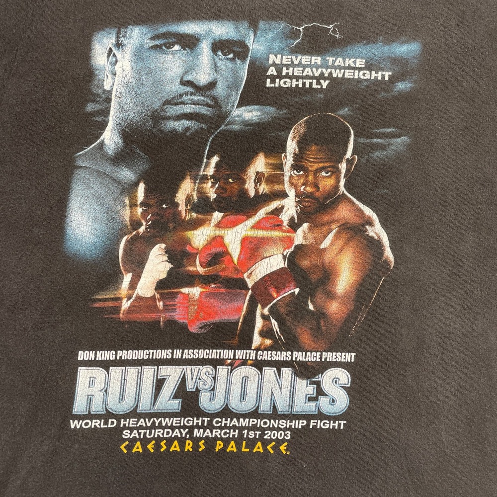 Caesars Palace T-Shirt Mens XL Black Ruiz vs Jones Boxing Heavyweight 2003 Promo